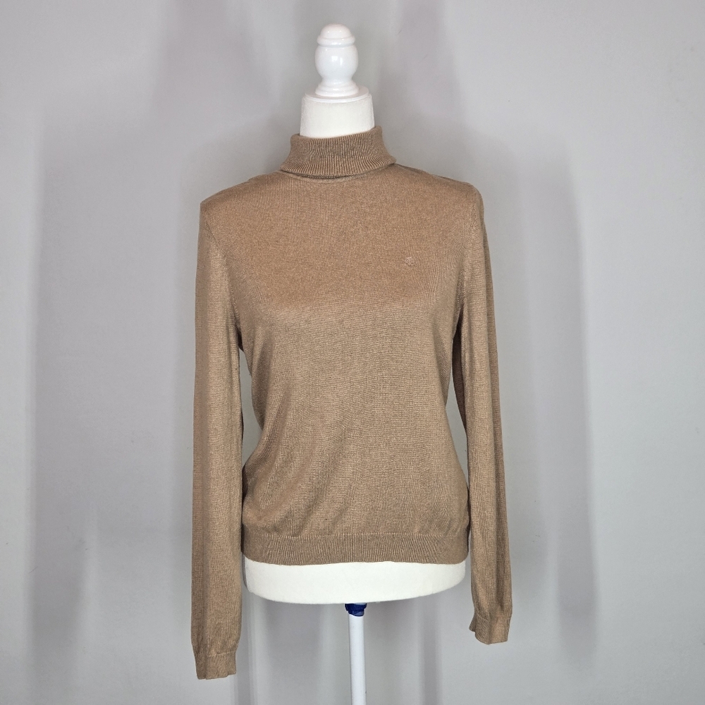 Lauren Ralph Lauren  Tuffle Heather Silk-Blend Turtleneck Pullover Sweater Sz L